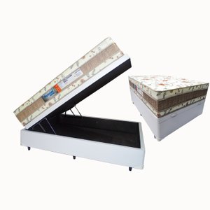 Colchão Ortopédico Casal Napolis Dupla Face Portobel 30x138x188 + Base Box Baú Casal Branco