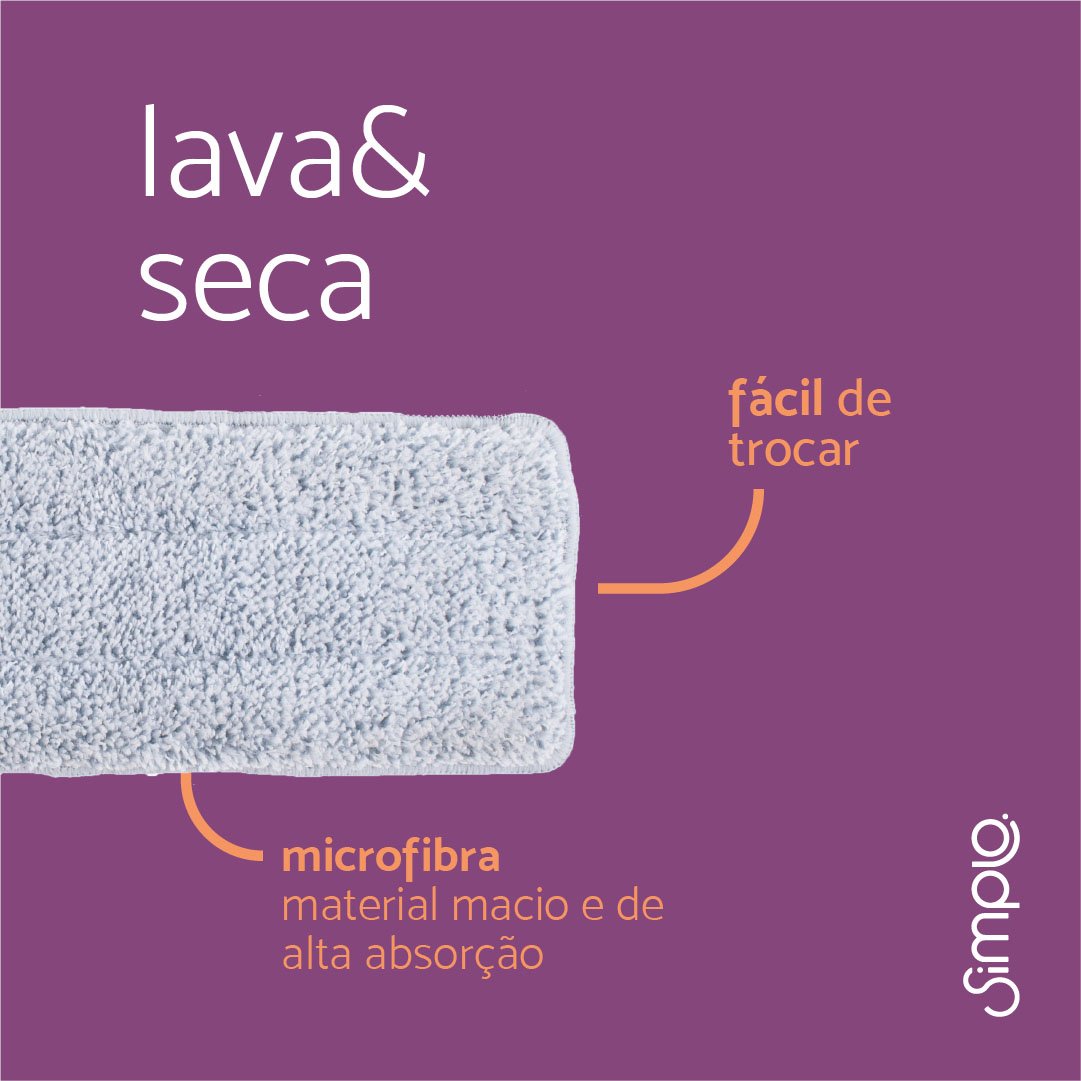 Refil para mop limpeza flat slim de microfibra - Simplo - 6