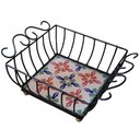 Ver imagem 1 de Fruteira de Mesa Ferro e Azulejo Quadrada Grande pra Cozinha Azulejo G8