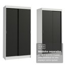 Ver imagem 7 de Conjunto 2 Guarda Roupas 4 Portas de Correr MDP Branco-Preto Tokio Madesa 218cm