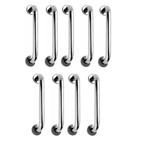 Alça de Apoio 30cm Barra Inox Kit 9 Unidades Cadeirante Idoso Acessibilidade Banheiro Box Corrimao S