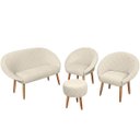 Ver imagem 1 de Kit Recepção 2 Poltronas 1 Namoradeira com Puff Resistente para Sala de Espera Decor Tecido Veludo