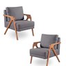 Kit 2 Poltronas Decorativa Mona Braço de Madeira:veludo Cinza - 1