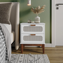 Ver imagem 1 de Mesa de Cabeceira Santorini 45cm Tela Indiana Apoio Auxiliar Off White:branco