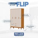 Ver imagem 4 de Guarda Roupa Infantil Flip 4 Portas e 2 Gavetas Areia Fosco/savana - Reller Móveis