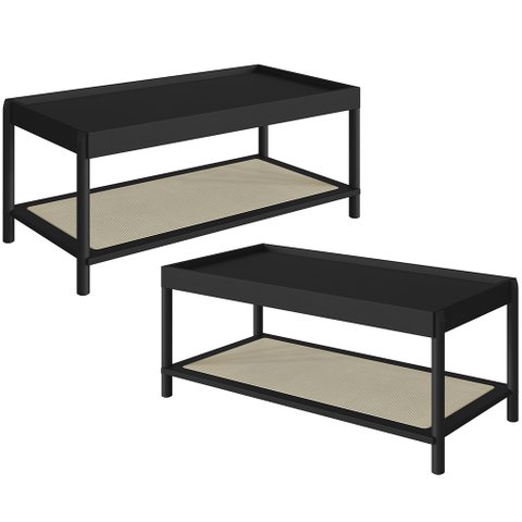 Kit 02 Mesas de Centro para Sala de Estar Pés Madeira Moss A03 Nero Preto - Lyam Decor