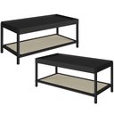 Ver imagem 1 de Kit 02 Mesas de Centro para Sala de Estar Pés Madeira Moss A03 Nero Preto - Lyam Decor