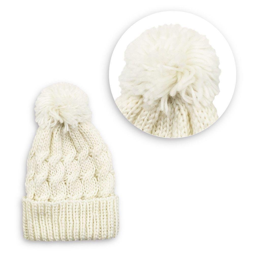 Touca de Inverno com Pompom - Conforto e Estilo no Frio Cor:branco - 3