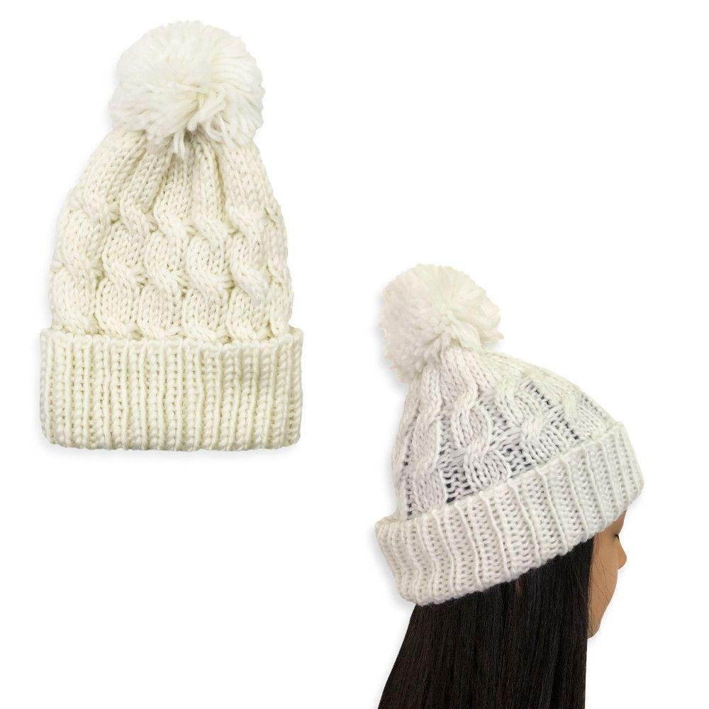 Touca de Inverno com Pompom - Conforto e Estilo no Frio Cor:branco - 1