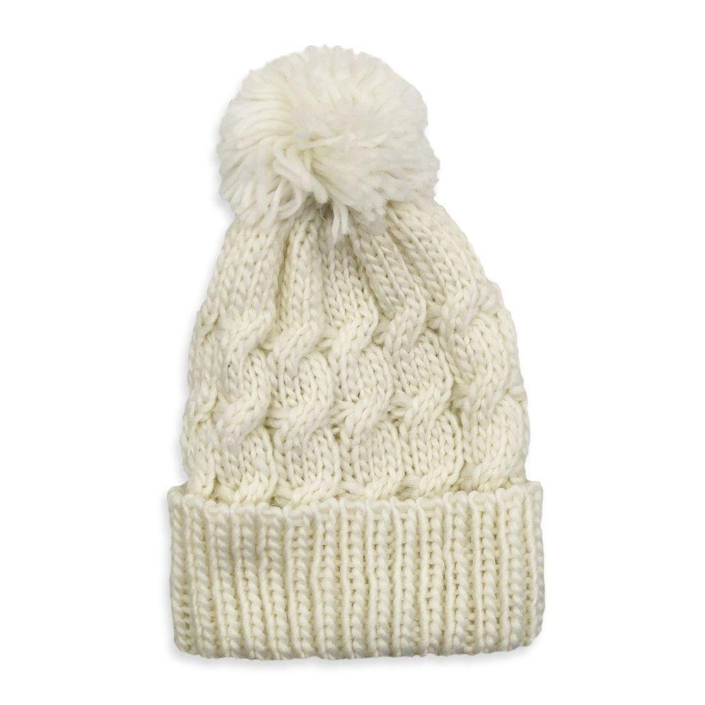 Touca de Inverno com Pompom - Conforto e Estilo no Frio Cor:branco - 2