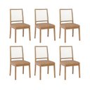 Ver imagem 1 de Kit 6 Cadeiras para Sala de Jantar Estofadas Marcela Marrom/Madeira/Kaki