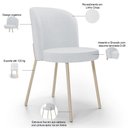 Ver imagem 4 de Cadeira para Sala de Jantar Cozinha Estofada Gavi Arena L02 Linho Cinza - Lyam Decor
