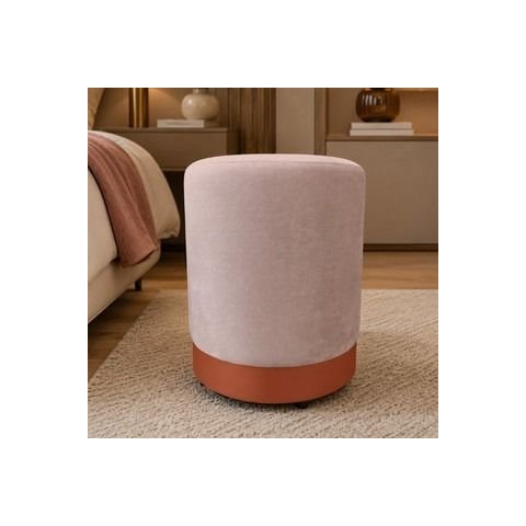 Puff Rodapé Cobre Fosco, Cor Nude Rose Veludo - Let Móveis