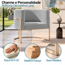 Ver imagem 2 de Poltrona Decorativa Luna Bouclé Premium para Sala Escritório Recepção Base Circular em Ferro Madeira