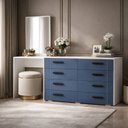 Ver imagem 1 de Cômoda Penteadeira 8 Gavetas Lisboa Azul/Branco