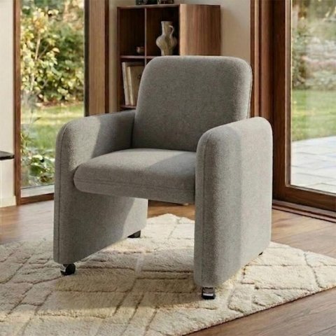 Poltrona Roma Decorativa Bouclê para Sala Matrix Cor:bouclê Cinza