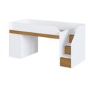 Ver imagem 2 de Cama Infantil com Mesa Escrivaninha e Escada com Gavetas e Portinhas Cor:Branco com Carvalho Xingu