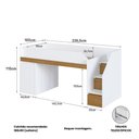Ver imagem 3 de Cama Infantil com Mesa Escrivaninha e Escada com Gavetas e Portinhas Cor:Branco com Carvalho Xingu
