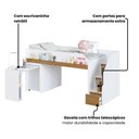 Ver imagem 5 de Cama Infantil com Mesa Escrivaninha e Escada com Gavetas e Portinhas Cor:Branco com Carvalho Xingu