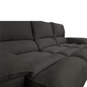 Ver mais imagens de Sofá Plaza 2,30m com Molas no Assento Retrátil e Reclinável Velosuede - Netsofas - Chumbo