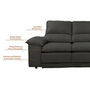 Ver imagem 6 de Sofá Plaza 2,30m com Molas no Assento Retrátil e Reclinável Velosuede - Netsofas - Chumbo