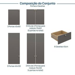 Guarda Roupa 13 Módulos 16 Portas 6 Gavetas Frame Cabecasa MadeiraMadeira   - 4
