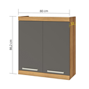 Ver imagem 3 de Armário Aéreo de Cozinha Modular Burguesa 2 Portas MDF Marrom Freijó/Cinza - Nesher