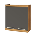 Ver imagem 2 de Armário Aéreo de Cozinha Modular Burguesa 2 Portas MDF Marrom Freijó/Cinza - Nesher