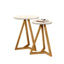 Ver imagem 2 de Conjunto 2 Mesas Laterais Sala Classic Pés em Madeira Maciça