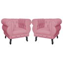 Ver imagem 1 de Kit 2 Poltronas Decorativa Sala Recepção Maya Suede Rosa LM DECOR