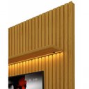 Ver imagem 4 de Rack Retrô com Painel 1.85 Ripado com Led Nobre Naturale com Off White - Gelius Móveis