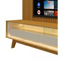 Ver imagem 3 de Rack Retrô com Painel 1.85 Ripado com Led Nobre Naturale com Off White - Gelius Móveis