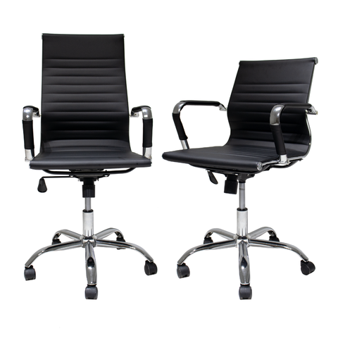 Kit Conjunto Cadeira de Escritório Presidente Eames + Cadeira de Escritório Diretor Eiffel Preta