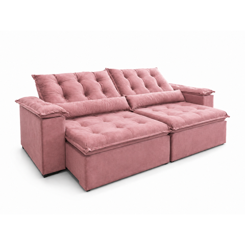 Sofá Antonella 2,30m Retrátil Reclinável c/Espuma D33:Rosa