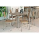 Ver imagem 1 de Conjunto: Mesa Sala Jantar Elba Tampo Madeirado C/ Vidro 120cm e 6 Cadeiras Florença Niquel/freijo