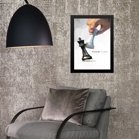 Quadro Xadrez- Focus On The Best 33x24cm:madeira Preta