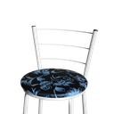 Ver imagem 2 de Jogo 4 Banqueta Alta Para Cozinha Epoxi Branca Estofado Floral Floral