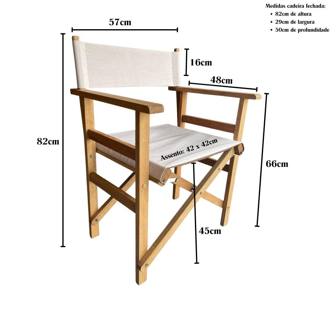 Cadeira Diretor de Cinema Madeira Tecido Acquablock Duna Cru - 4