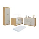 Ver imagem 1 de Quarto de Bebê Completo Berço Americano 3x1 Colchão Realeza Multimóveis Mp4611 Madeirado/off