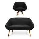 Ver imagem 1 de Kit 01 Namoradeira 02 Lugares e 01 Poltrona Giovana Suede Preto