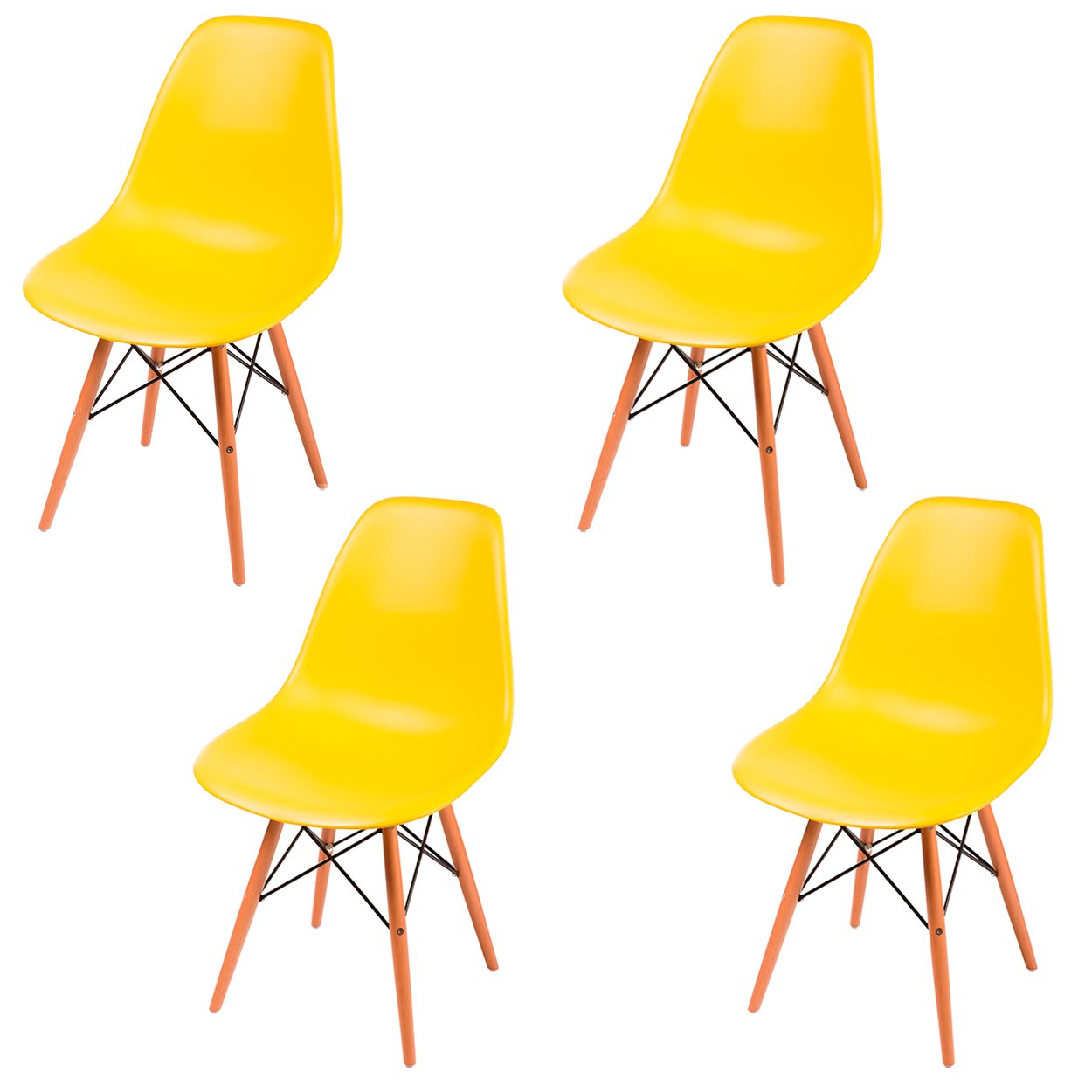 Kit 4 Cadeiras Eames Eifell 130pp Cor:amarelo