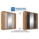 Ver imagem 2 de Guarda Roupa 3 Portas de Correr (1 C- Espelho) e 2 Gavetas Moema Flex Amêndola-nude ou Preto - Dem
