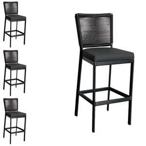 Kit 4 Banqueta para Balcão de Alumínio e Corda Sintética