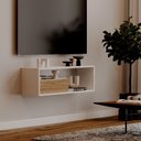 Ver imagem 2 de Rack Nicho Aparador Roma Branco com Freijó para Tv Sala Quarto