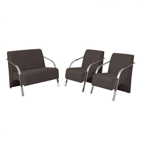 Conjunto Poltronas Vênus 1 Dois Lugares 2 Um Lugar Braços em Alumínio 1 Namoradeira 2 de Um Lugar