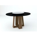 Ver imagem 1 de Mesa Isabela 135x135 com Tampo Giratório - Imbuia/preto/off White