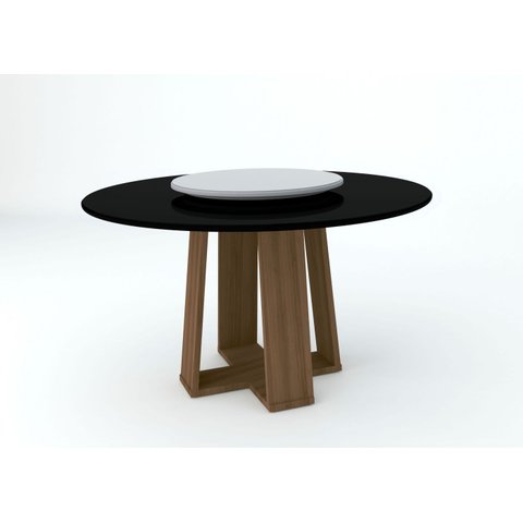 Mesa Isabela 135x135 com Tampo Giratório - Imbuia/preto/off White