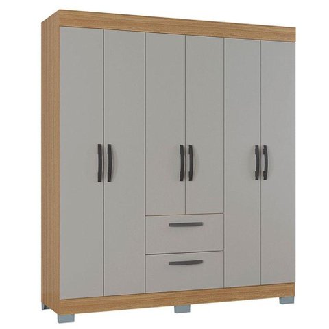 Guarda Roupa Casal Ambiente Tóquio 6 Portas Damasco Off White - Poquema