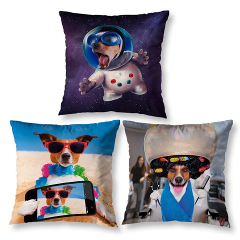 Kit 3 Capas de Almofada Pet 40cm Sala Quarto Cachorros