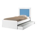 Ver imagem 2 de Cama Bibox Luara Solteiro com Auxiliar e Colchões D20 para Quarto Infantil Decorado - Branco/azul